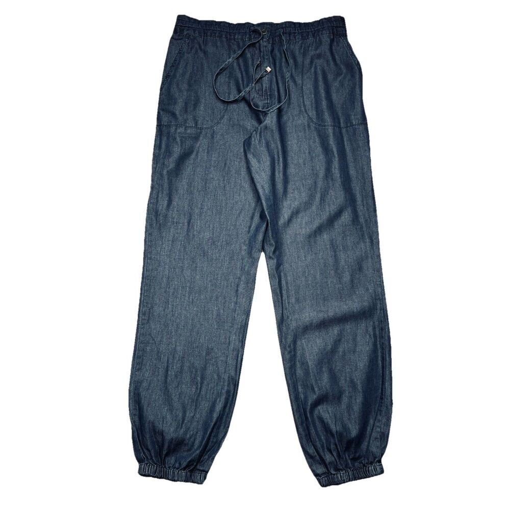 Tahari Jogger Pants L (31x29.5) Blue Lightweight Elastic Waist Pockets Womens - Picture 2 of 10